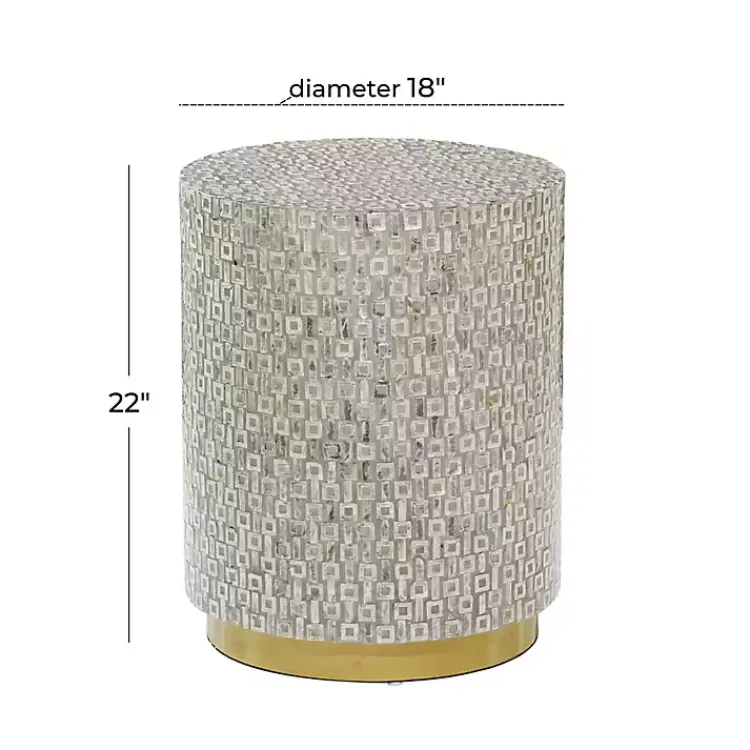 Kirklands Home Accent & End Tables|Mother Of Pearl Sells Wood Base Accent Table Gray