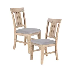 Kirklands Home Dining Chairs|Gray Natural Wooden Sonoma Dining Chairs, Set of 2 Tan