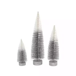 Outlet Gray Ombre Bottle Brush Christmas Trees, Set of 3 Christmas Decorations