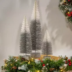 Outlet Gray Ombre Bottle Brush Christmas Trees, Set of 3 Christmas Decorations