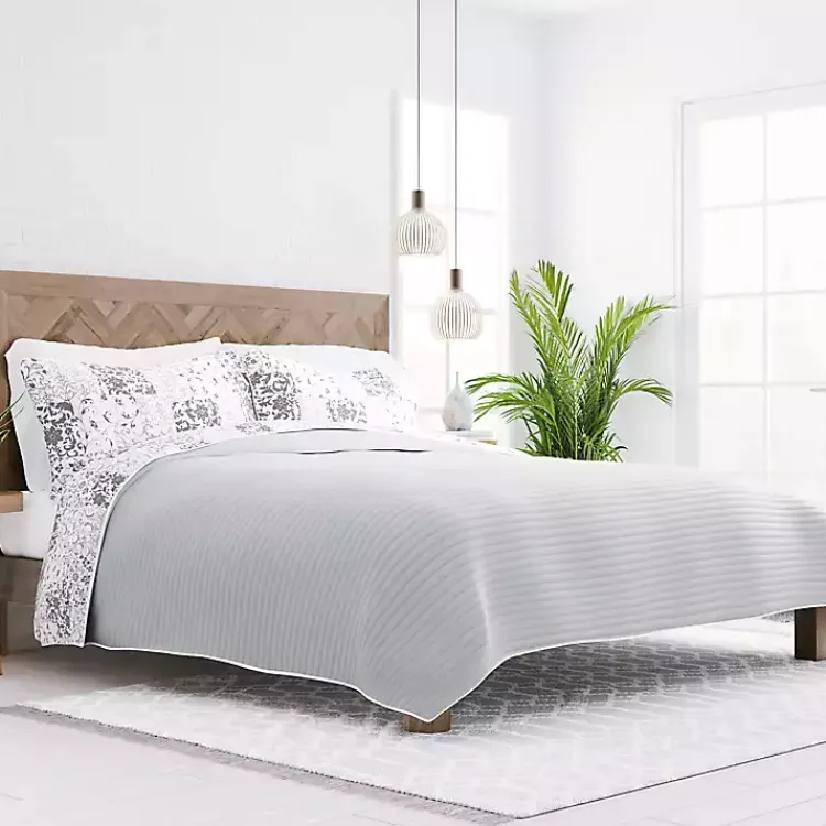 Kirklands Home Quilts|Gray Patchwork Reversible 2-pc. Twin Quilt Set