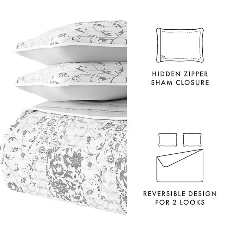 Kirklands Home Quilts|Gray Patchwork Reversible 2-pc. Twin Quilt Set