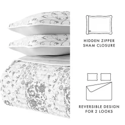 Kirklands Home Quilts|Gray Patchwork Reversible 3-pc. King Quilt Set