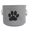 Best Gray Paw Print Round Basket with Handles Baskets & Boxes