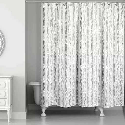 Kirklands Home Shower Curtains|Gray Petal Lines Shower Curtain