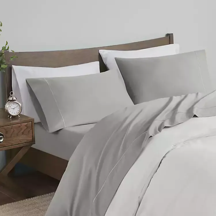 Kirklands Home Bed Sheets|Pima Cotton Sateen 4-pc. King Sheet Set Gray