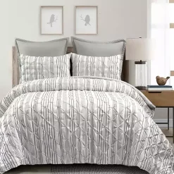 Kirklands Home Comforters|Gray Pintuck Stripe Full/Queen 5-pc. Comforter Set