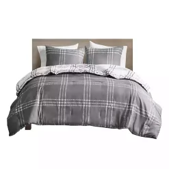 Kirklands Home Comforters|Gray Plaid Dayton 3-pc. King Comforter Set