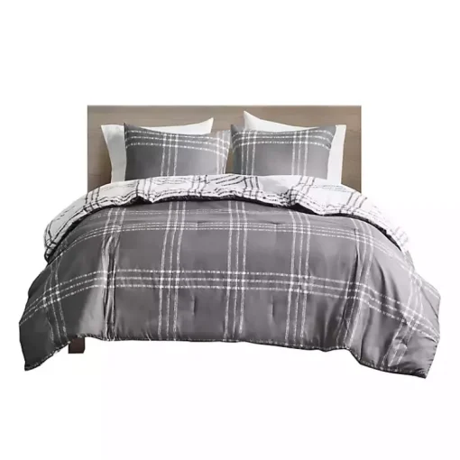 Kirklands Home Comforters|Gray Plaid Dayton 3-pc. King Comforter Set