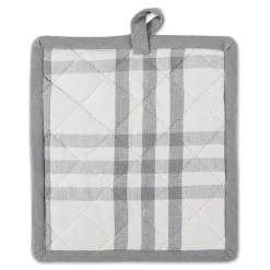 Kirklands Home Kitchen Accessories|Gray Plaid Eat Drink Enjoy 4-pc. Dish Towel Set