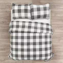 Kirklands Home Comforters|Gray Plaid Faux Fur 3-pc. Full/Queen Comforter Set