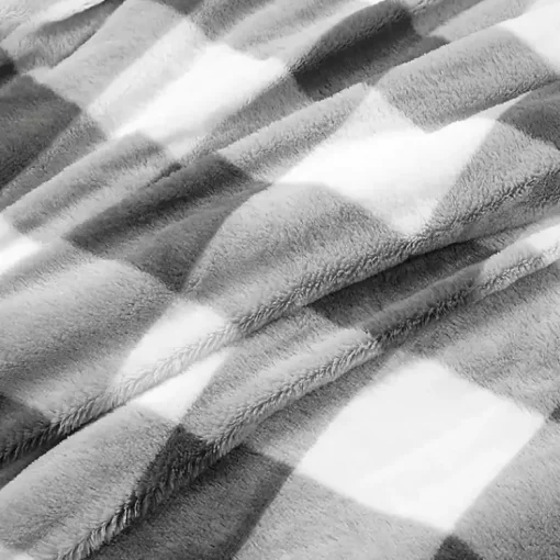 Kirklands Home Comforters|Gray Plaid Faux Fur 3-pc. Full/Queen Comforter Set
