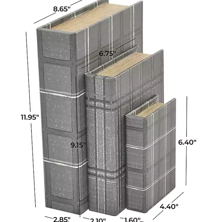 Clearance Plaid Faux Leather Book Boxes, Set of 3 Baskets & Boxes