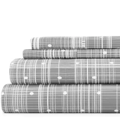 Kirklands Home Bed Sheets|Plaid Polka Dot 3-pc. Twin Sheet Set Gray