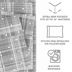 Kirklands Home Bed Sheets|Plaid Polka Dot 3-pc. Twin Sheet Set Gray