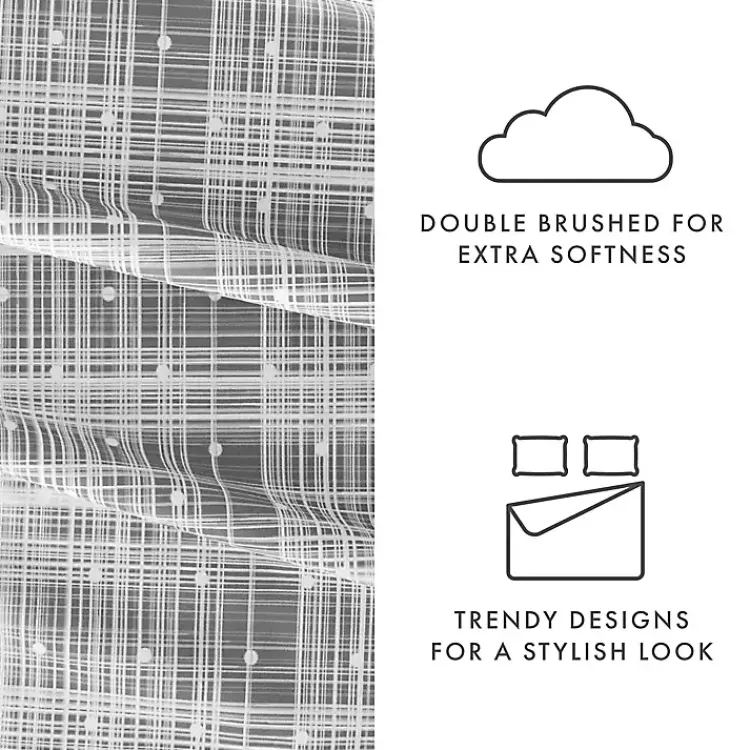 Kirklands Home Bed Sheets|Plaid Polka Dot 3-pc. Twin Sheet Set Gray