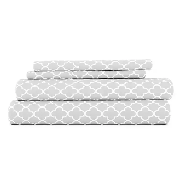 Kirklands Home Bed Sheets|Quatrefoil 4-pc. King Sheet Set Gray