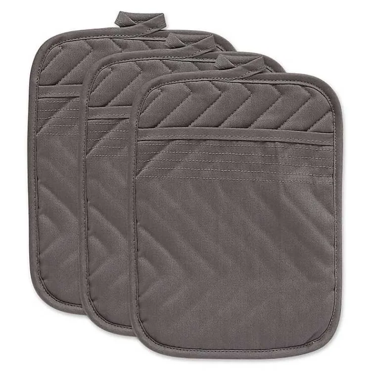 Kirklands Home Kitchen Accessories|Quilted 3-pc. Potholder Set Gray