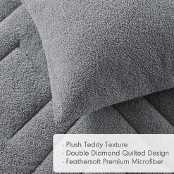 Kirklands Home Comforters|Quilted Teddy 2-pc. Twin Comforter Set Gray
