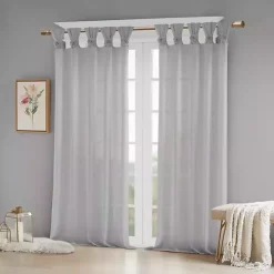 Kirklands Home Curtains & Drapes|Gray Rosette Tab Top Curtain Panel, 84 in. Grayr