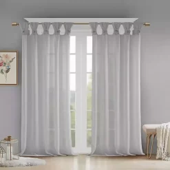 Kirklands Home Curtains & Drapes|Rosette Tab Top Curtain Panel, 95 in. Gray