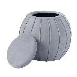 Kirklands Home Benches & Ottomans|Rounded Oval Storage Ottoman Gray