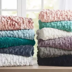 Ruched Faux Fur Throw Blankets & Throws