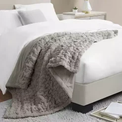 Ruched Faux Fur Throw Blankets & Throws