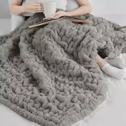 Ruched Faux Fur Throw Blankets & Throws