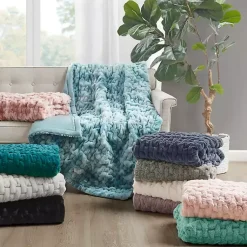Ruched Faux Fur Throw Blankets & Throws