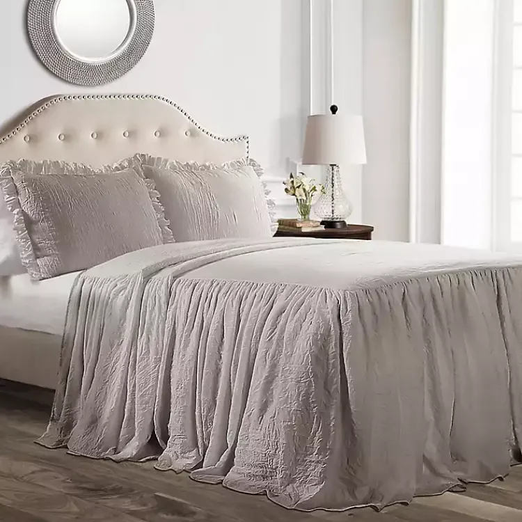 Kirklands Home Comforters|Ruffle Skirt 3-pc. King Comforter Set Gray