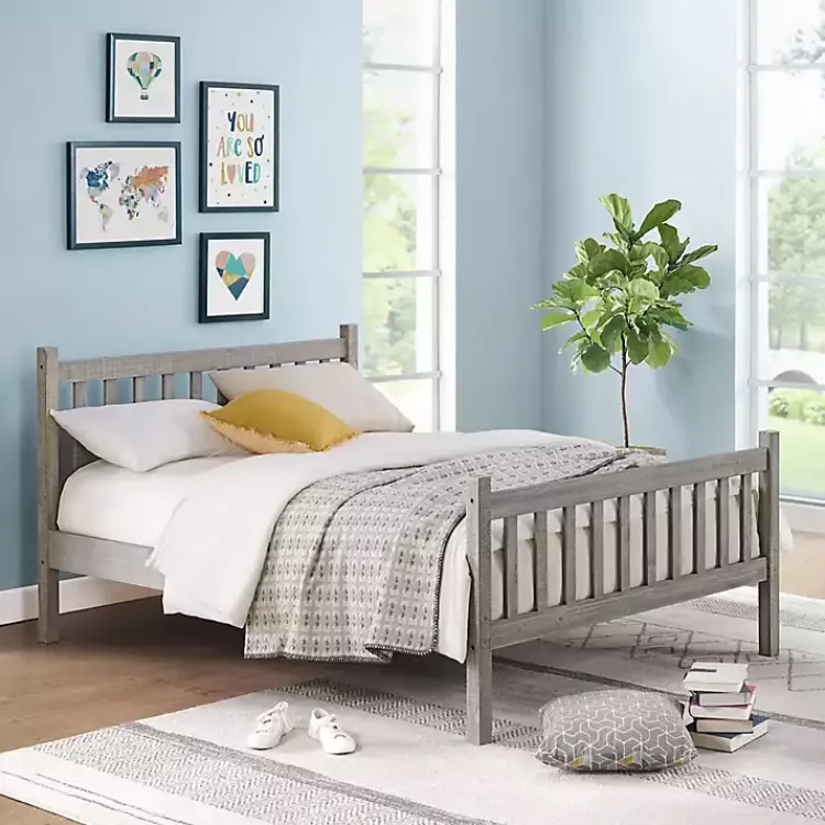 Kirklands Home Beds & Headboards|Rustic Spindleback Full Bed Frame Gray