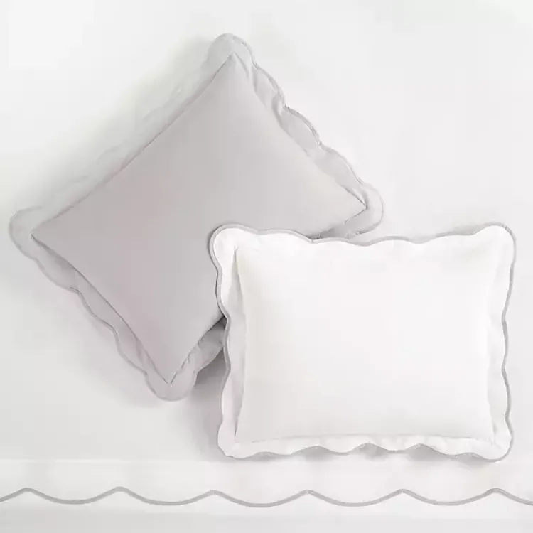 Kirklands Home Duvets|Gray Scallop Edge 3-pc. King Duvet Cover Set