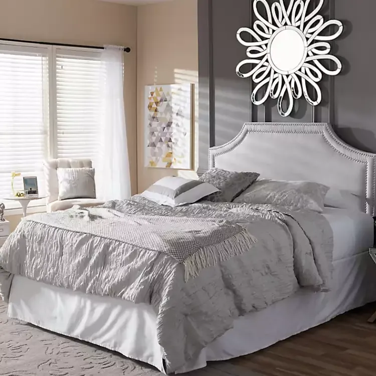 Kirklands Home Beds & Headboards|Scalloped Corner Queen Headboard Gray