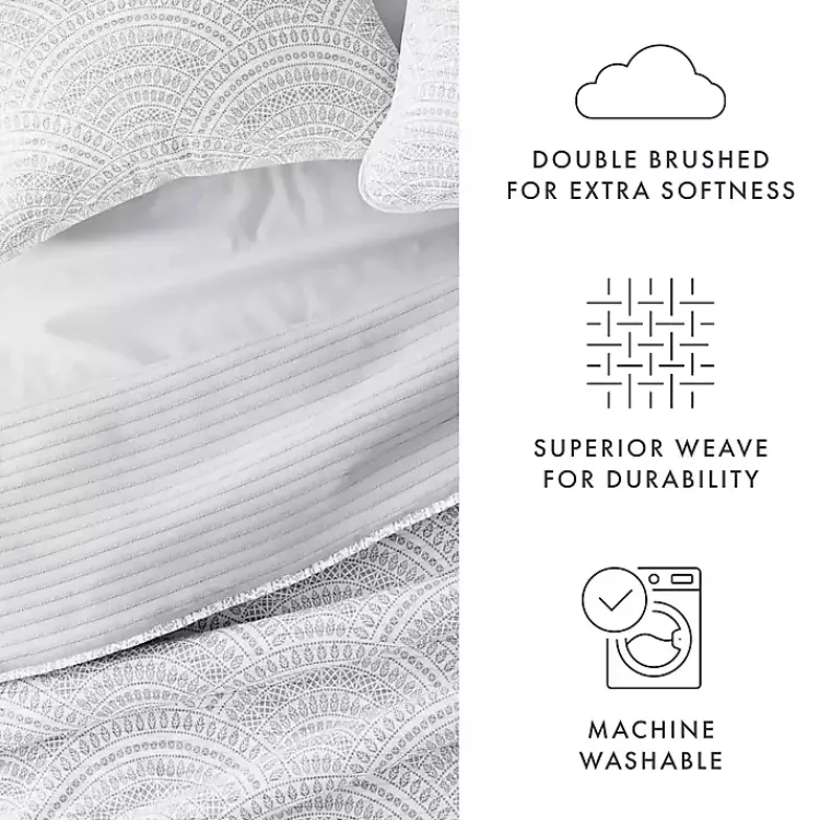 Kirklands Home Quilts|Gray Scalloped Reversible 2-pc. Twin Quilt Set