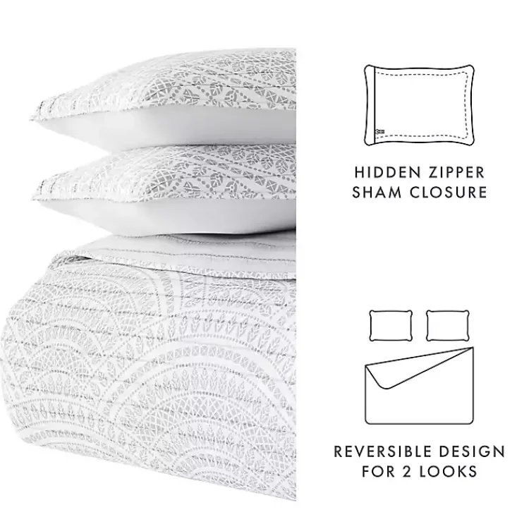 Kirklands Home Quilts|Gray Scalloped Reversible 2-pc. Twin Quilt Set