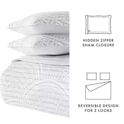 Kirklands Home Quilts|Gray Scalloped Reversible 3-pc. Queen Quilt Set