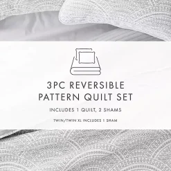 Kirklands Home Quilts|Gray Scalloped Reversible 3-pc. King Quilt Set