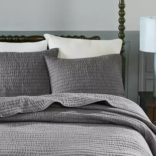 Kirklands Home Bedspreads & Coverlets|Serene Quilted 3-pc. King Coverlet Set Gray