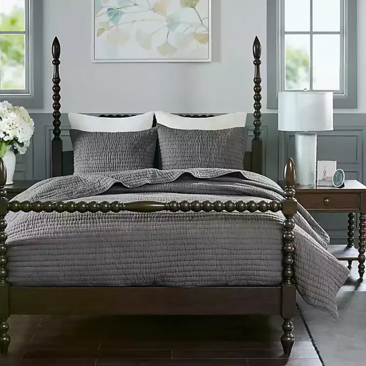 Kirklands Home Bedspreads & Coverlets|Serene Quilted 3-pc. Queen Coverlet Set Gray