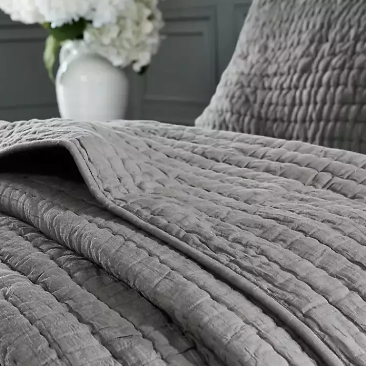 Kirklands Home Bedspreads & Coverlets|Serene Quilted 3-pc. Queen Coverlet Set Gray