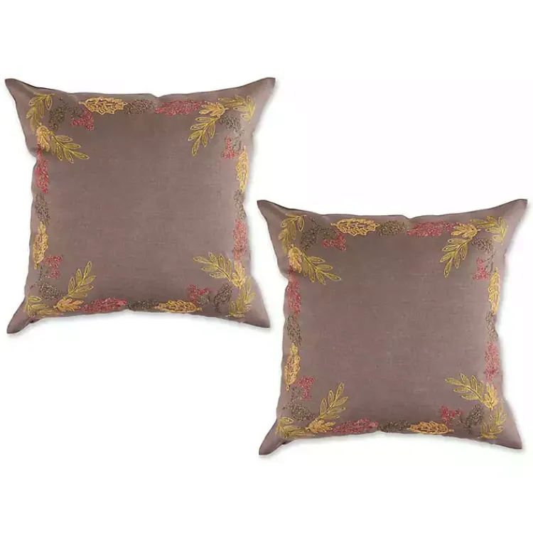 Sale Gray Shimmer Leaves 2-pc. Harvest Pillow Cover Set Fall