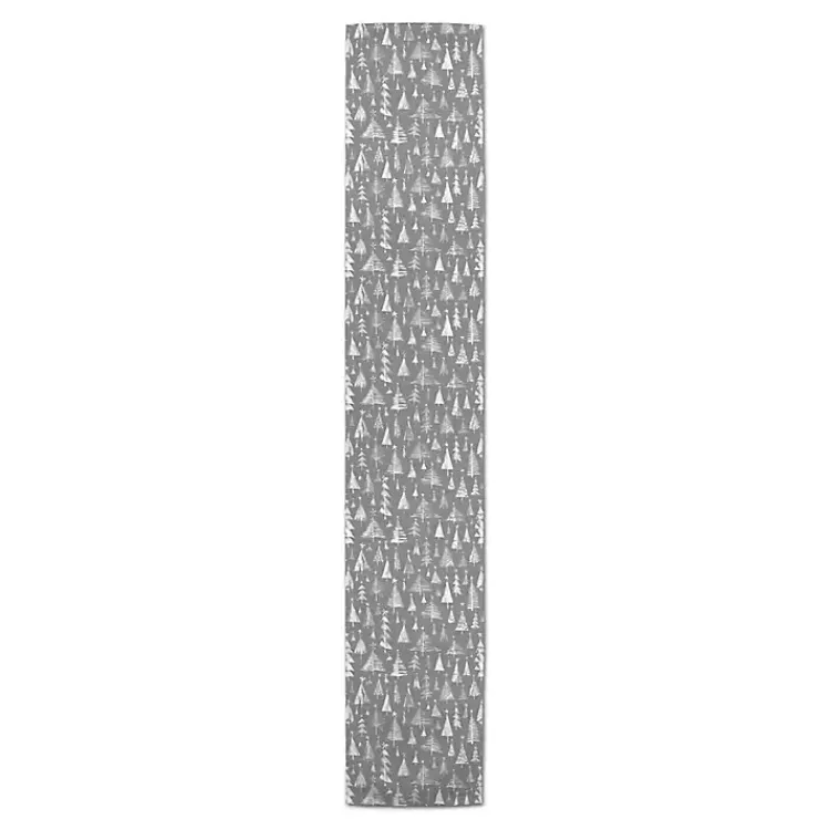 Discount Gray Sketched Trees Table Runner, 72 in. Christmas Dining & Entertaining
