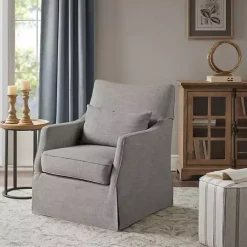 Kirklands Home Accent Chairs|Skirted Swivel Martha Stewart Accent Chair Gray