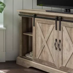 Kirklands Home Tv Stands & Media Consoles|Sliding Barn Doors Corner TV Stand Gray