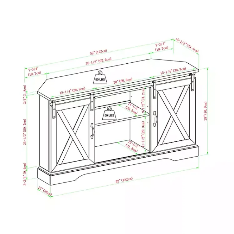 Kirklands Home Tv Stands & Media Consoles|Sliding Barn Doors Corner TV Stand Gray
