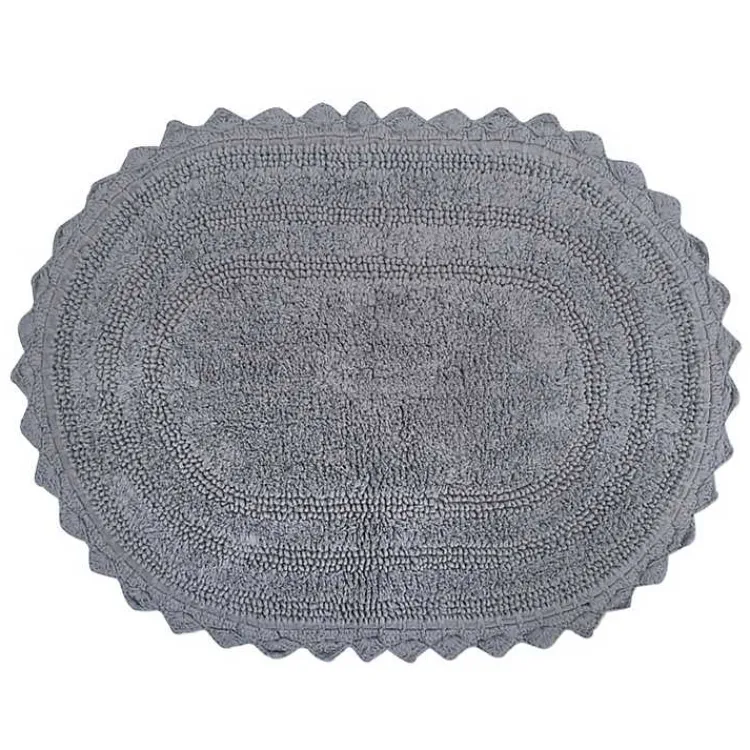 Kirklands Home Bathroom Rugs|Small Crochet Oval Bath Mat Gray