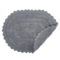 Kirklands Home Bathroom Rugs|Small Crochet Oval Bath Mat Gray