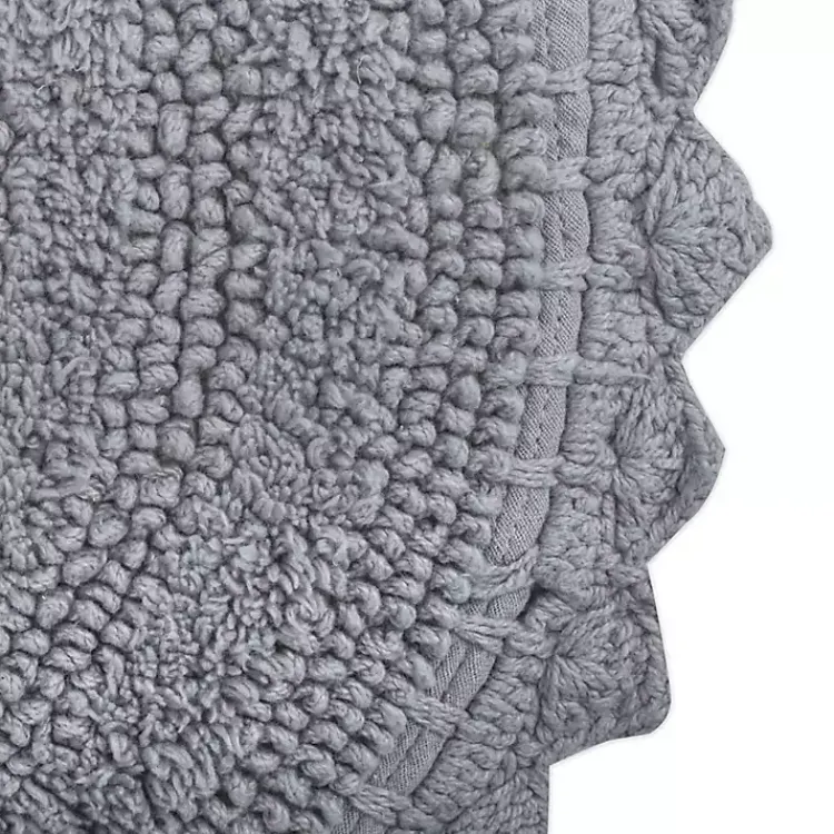 Kirklands Home Bathroom Rugs|Small Crochet Oval Bath Mat Gray
