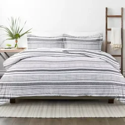 Kirklands Home Duvets|Gray Soft Striped 3-pc. King Duvet Cover Set